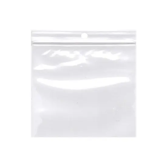 2W x 2L, 2 Mil Polypropylene Hang Hole Zip Bags