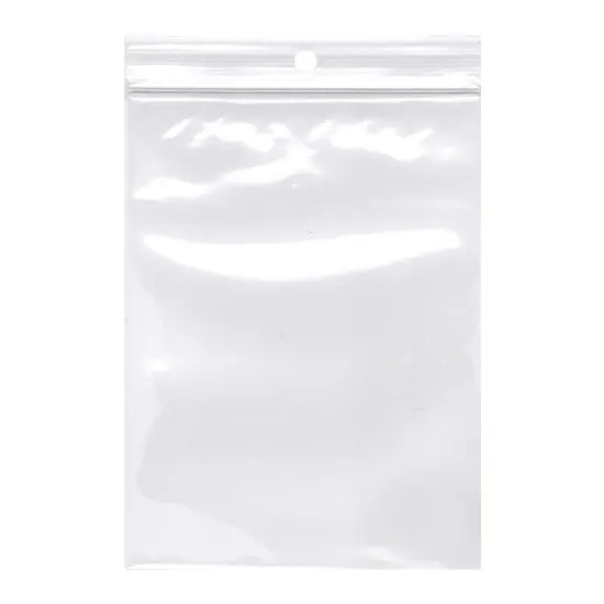 2W x 3L, 2 Mil Polypropylene Hang Hole Zip Bags