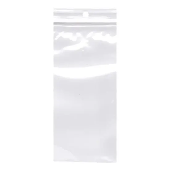 2W x 5L, 2 Mil Polypropylene Hang Hole Zip Bags