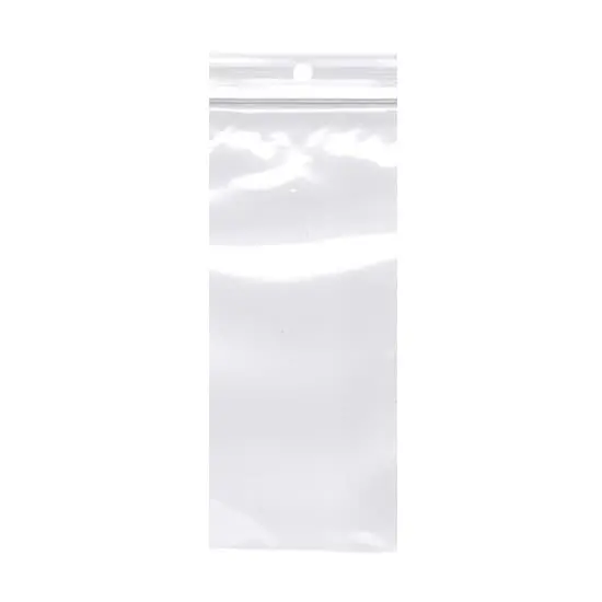 3W x 8L, 2 Mil Polypropylene Hang Hole Zip Bags
