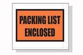 4.5W x 5.5L, Packing List Envelopes, "Packing List Enclosed", Large Print