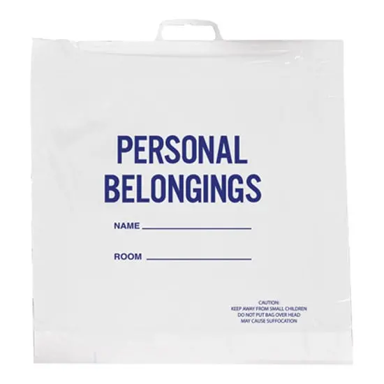 20W x 20L, White Rigid Handle Patient Belonging Bags