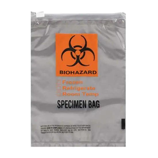 7W x 9L, 1.75 Mil Orange Imprint Clear Specimen Bags
