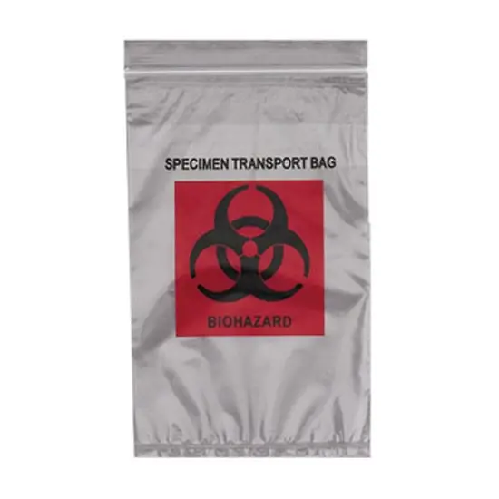 6W x 9L, 1.7 Mil Red Imprint Clear Specimen Bags