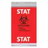 6W x 9L, 2 Mil STAT Red Imprint Clear Specimen Bags with Perforation