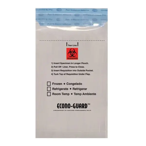 6W x 10L, 2 Mil Tamper Evident Specimen Transport Bag
