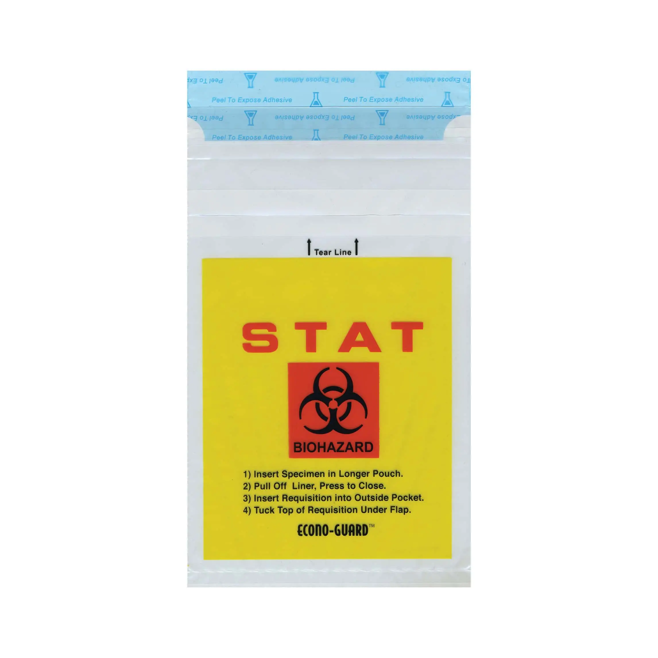6W x 10L, 2 Mil Tamper Evident STAT Specimen Transport Bags