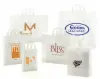 5-1/4W x 3-1/4L x 8-1/2H, Frosted Clear Imprinted Soft Loop Handle Bags, Clear