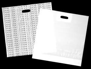 20W x 20L x 5D, 1.75 Mil White Patch Handle Bags