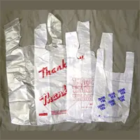 8W x 5D x 16L, White “Thank You” Printed T-Shirt Bags