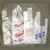 8W x 5D x 16L, White “Thank You” Printed T-Shirt Bags
