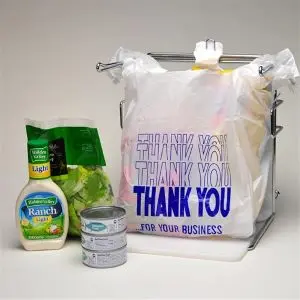 11.5W x 22L x 6.5D, White "Thank You" Print, 1/6 Barrel T-Shirt Bag