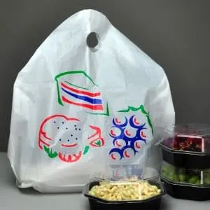 12W x 5D x 13L, 1.2 Mil Take-Out Bags with Die Cut Handle