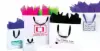 6-1/2W x 3-1/2L x 6-1/2H, Fancy Ribbon Handle White Euro Totes, Apple Green Ribbon