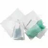 9W x 13L, 1.5 Mil White Drawstring Bags