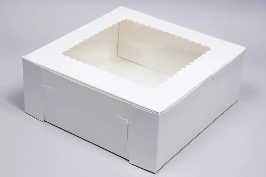 6W x 6L x 3H, Window Bakery Boxes, Glued 6-Corner, White