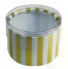 2W x 1L, Round Plastic Favor Boxes, Gold and White Stripes