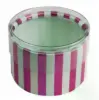 2W x 1L, Round Plastic Favor Boxes, Hot Pink Stripes