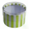 2W x 1L, Round Plastic Favor Boxes, Lime Stripes