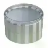 2W x 1L, Round Plastic Favor Boxes, White and Silver Stripes