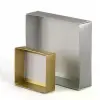 10-1/2W x 10-1/2L x 5H, Luster Metallic 2 Piece Box w/Gloss Coating and Folding Setup Lids, Special Silver