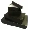 5-7/16W x 3-1/2L x 1H, Black Textured Rigid Cotton Filled Set-Up Box, Black Embossed