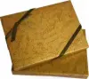 4-11/16W x 3-3/8L x 3/4H, Flip-Box Fiber Filled Jewelry Box, Golden Leather