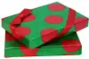 4-11/16W x 3-3/8L x 3/4H, Flip-Box Fiber Filled Jewelry Box, Green/Red Dot
