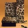 3W x 2-1/8L x 1H, Leopard Print 2 Piece Set-Up Fiber Filled Jewelry Box, Leopard
