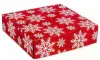 8W x 8L x 3H, Red and White Snowflake Corrugated Mailer Boxes