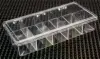 7W x 3-3/4L x 1-1/4H, Rigid Clear Hinged Partition Boxes, 10 Partitions