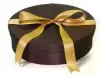 13-1/2W x 11-1/2L x 3-7/8H (Oval), Fabric Covered Wine Bottle and Glass Gift Boxes, Dk Brown