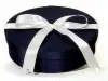 15-1/2W x 13L x 3-7/8H (Oval), Fabric Covered Wine Bottle and Glass Gift Boxes, Navy Blue