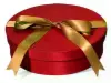 13-1/2W x 11-1/2L x 3-7/8H (Oval), Fabric Covered Wine Bottle and Glass Gift Boxes, Red