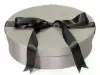 15-1/2W x 13L x 3-7/8H (Oval), Fabric Covered Wine Bottle and Glass Gift Boxes, Silver