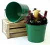 10 inch Green Pail Wooden Handle