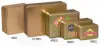6-1/8W x 6-1/8L x 2-5/8H, Gold Color Metallic Tins with Full Color Imprint
