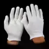 Medium Weight Cotton Gloves w/Hem, White, Ladies'