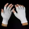 Cotton Lycra 1/3 Finger Gloves, White, OSFA