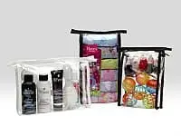 5L x 8H x 1.5W, Zipper Vinyl Bags with Hang Loop, 6 Gauge, DPC Phthalate Free Vinyl, Black Seams
