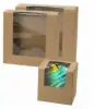 9L x 9W x 2-1/2H, Window Bakery Boxes, Glued 4-Corner, Natural Kraft