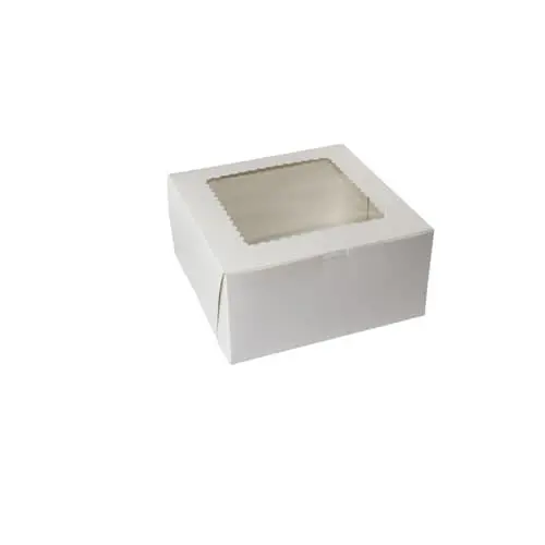 10L x 10W x 5H, Window Bakery Boxes, 1-Piece Lock Corner, White
