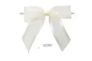 3-1/2W x 2-3/4L Bow, Pre-Tied Ballet Bows With Wire Twist, Ivory