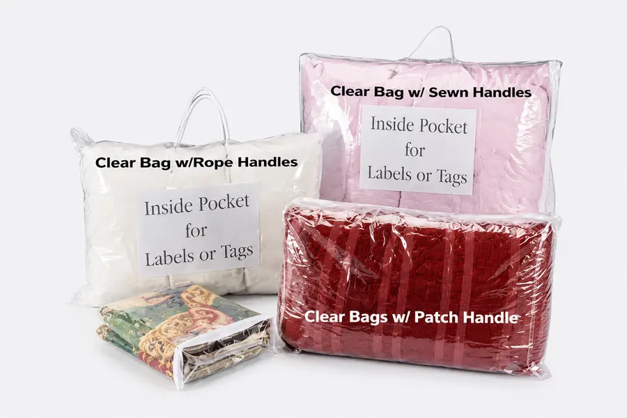 25W x 16L x 4H, Home Furnishings Bags w/Clear Handles and Inside Pocket