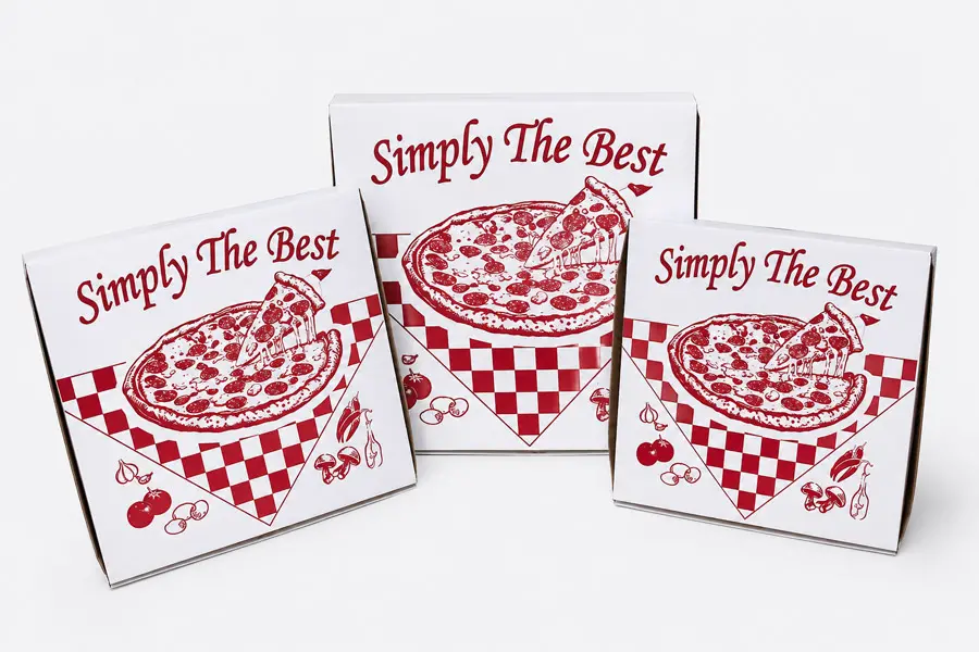 7W x 7L x 2H, FDA Approved, Customizable Claycoat Pizza Boxes, White