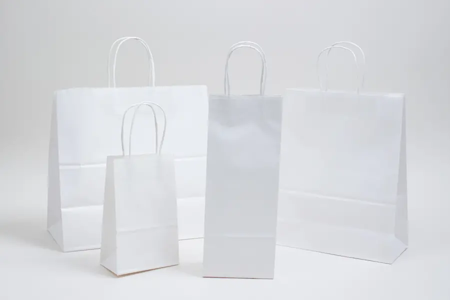 EcoPlus™ White Kraft Paper Shopping Bags