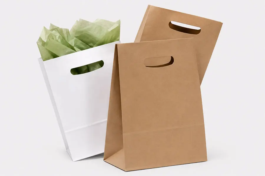 Square Bottom Paper Bags with Die Cut Handles