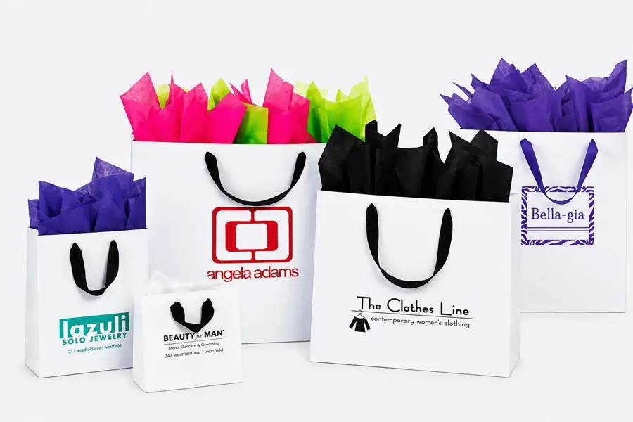 Fancy Ribbon Handle White Euro Totes