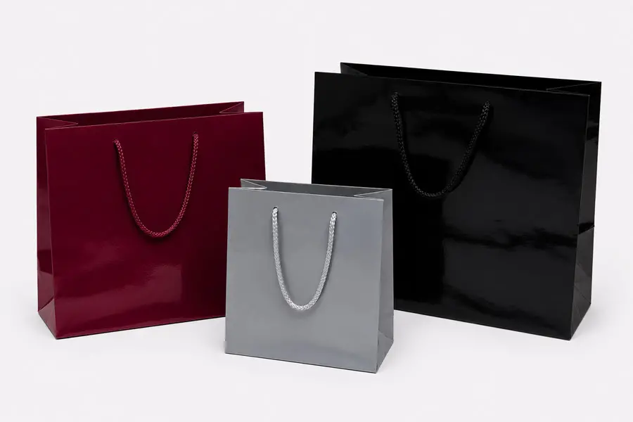 Classic Laminated Euro Paper Shopping Totes with Rope Handles
