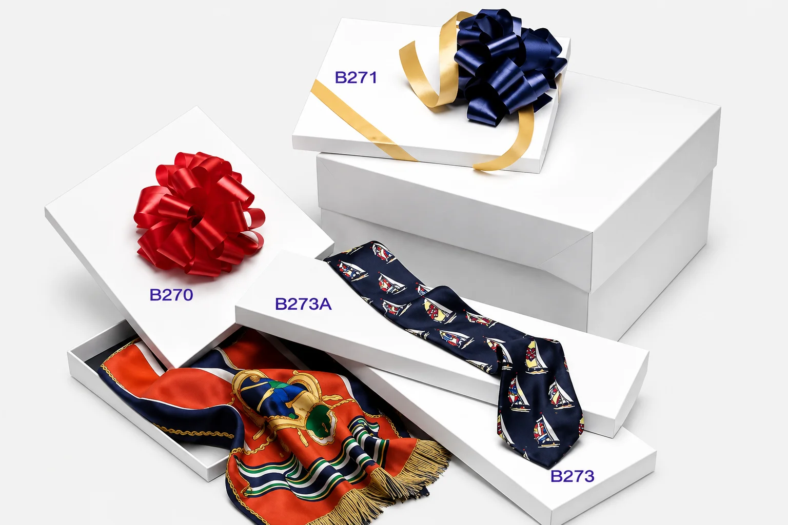 White Tie Scarf & Hosiery Set-up Boxes